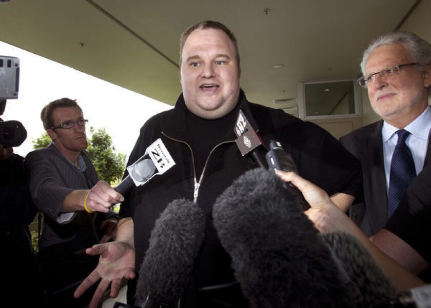Kim Dotcom, the founder of the file-sharing website Megaupload, talked via Skype at a SXSW conference in Austin, Texas.