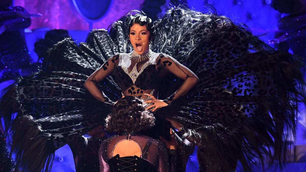 Cardi B performs at the 61st Grammy Awards on Sunday.