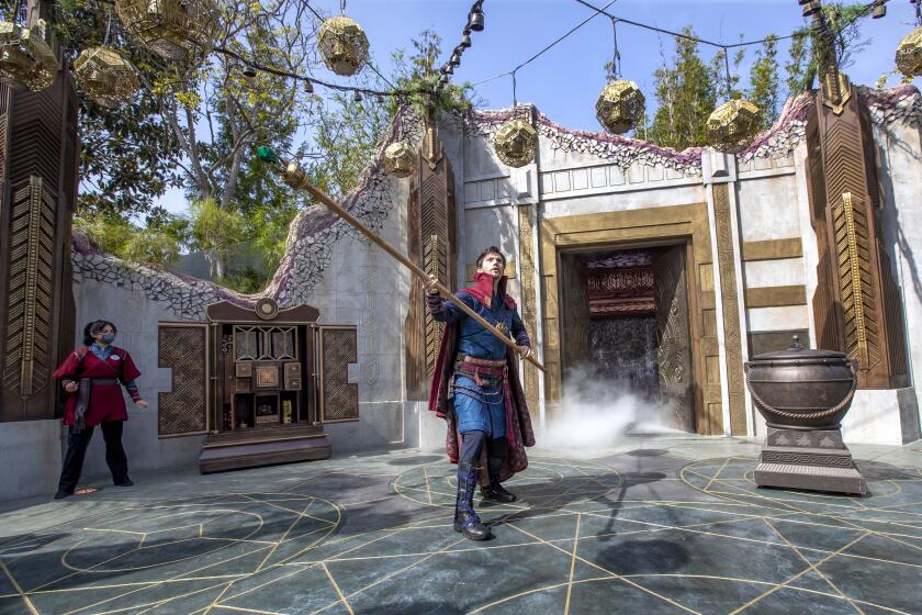 Anaheim, CA - June 02: Media preview of Ancient Sanctum, the ruins of a mysterious ancient sanctum where Doctor Strange performs at Avengers Campus at California Adventure on Wednesday, June 2, 2021 in Anaheim, CA. PHOTOS ARE EMBARGOED UNTIL 8PM WEDNESDAY, JUNE 2. (Allen J. Schaben / Los Angeles Times)