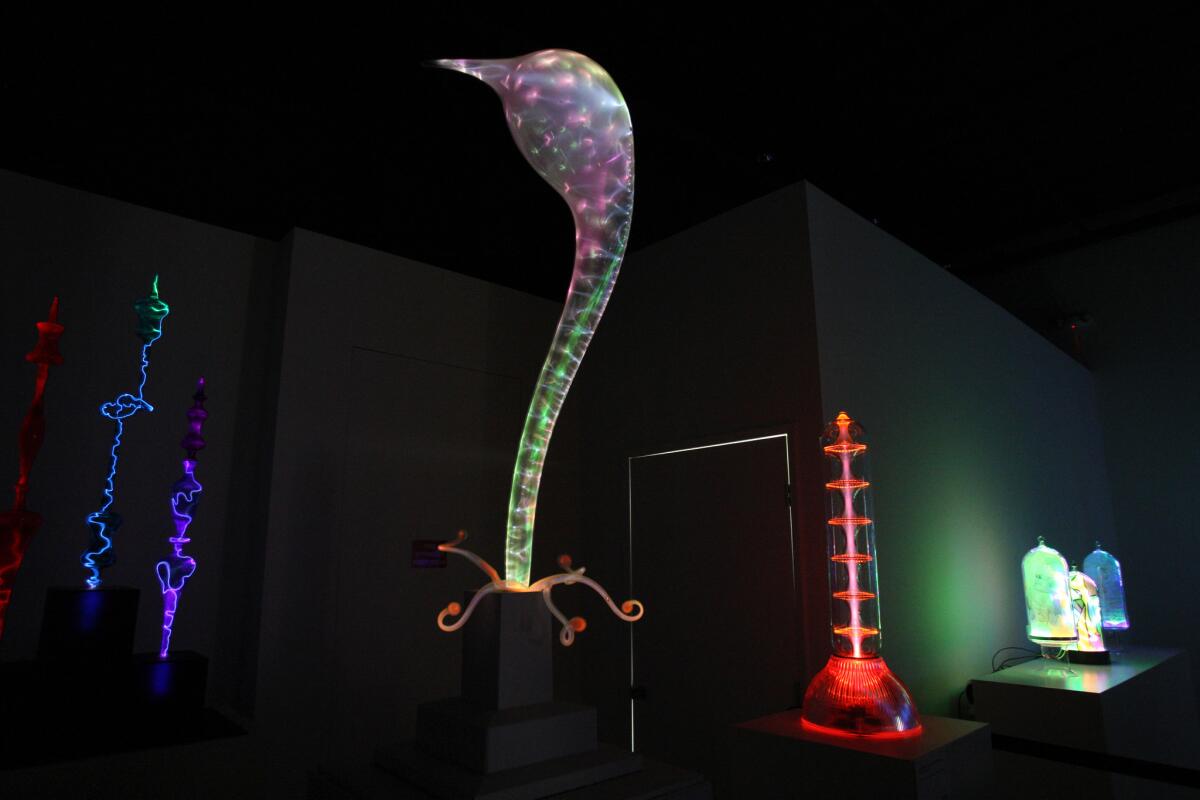 Mundy Hepburn's Hummingbird (2003) can be seen along with other artwork at the new exhibit called the Art of Plasma, at the Museum of Neon Art (MONA) in Glendale on Friday, Feb. 24, 2017.