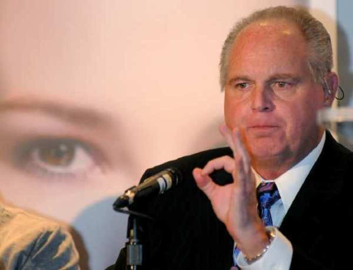 Rush Limbaugh, seen here on Jan. 27, 2010, called law school student Sandra Fluke a "slut" and a "prostitute" after she testified to Congress on Feb. 23. She argued that the insurance she pays for at Georgetown should cover prescription contraception for women.