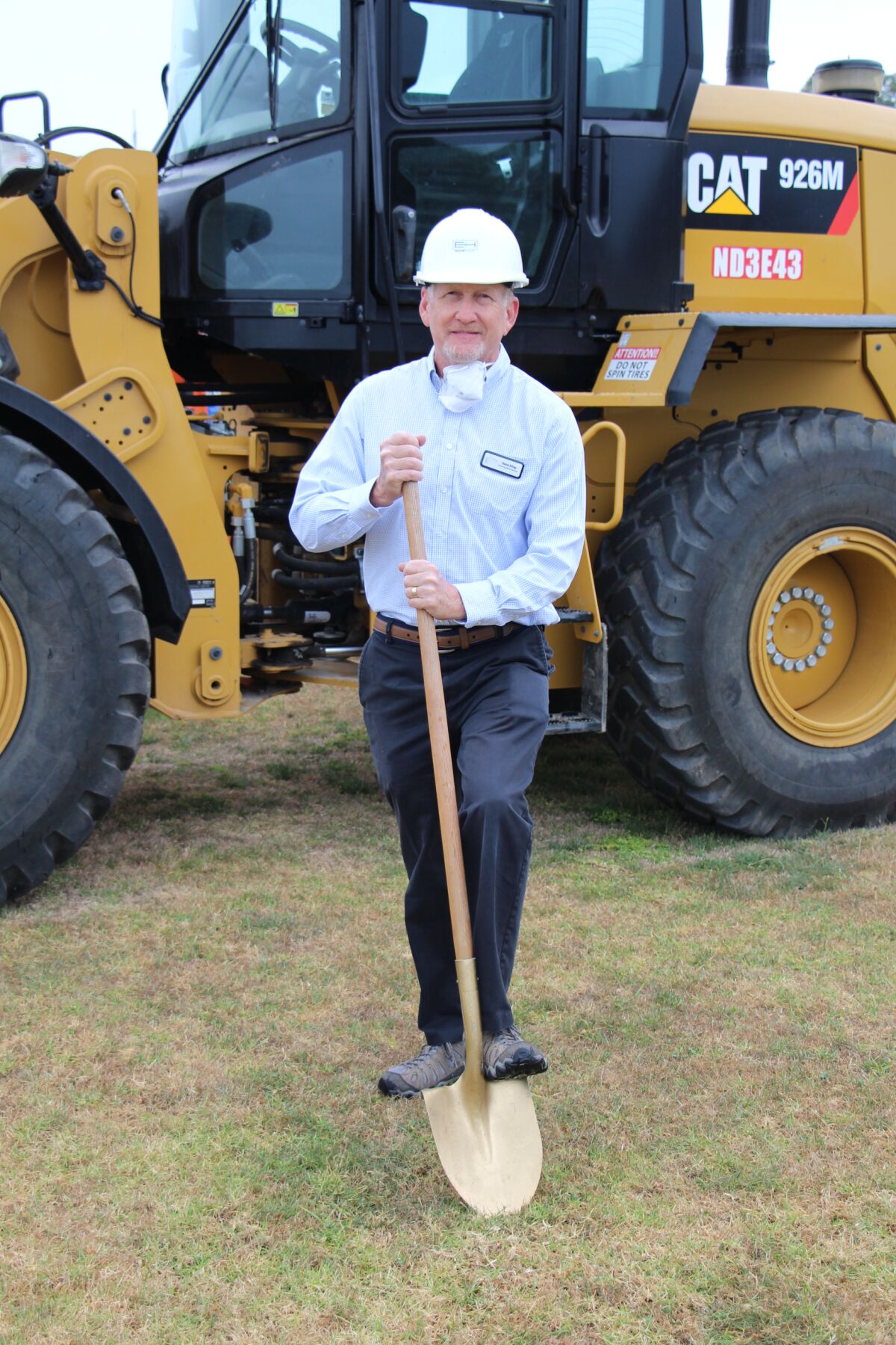 SBSD board member Dana King breaks ground on the new Solana Vista. Both of his children attended the school.