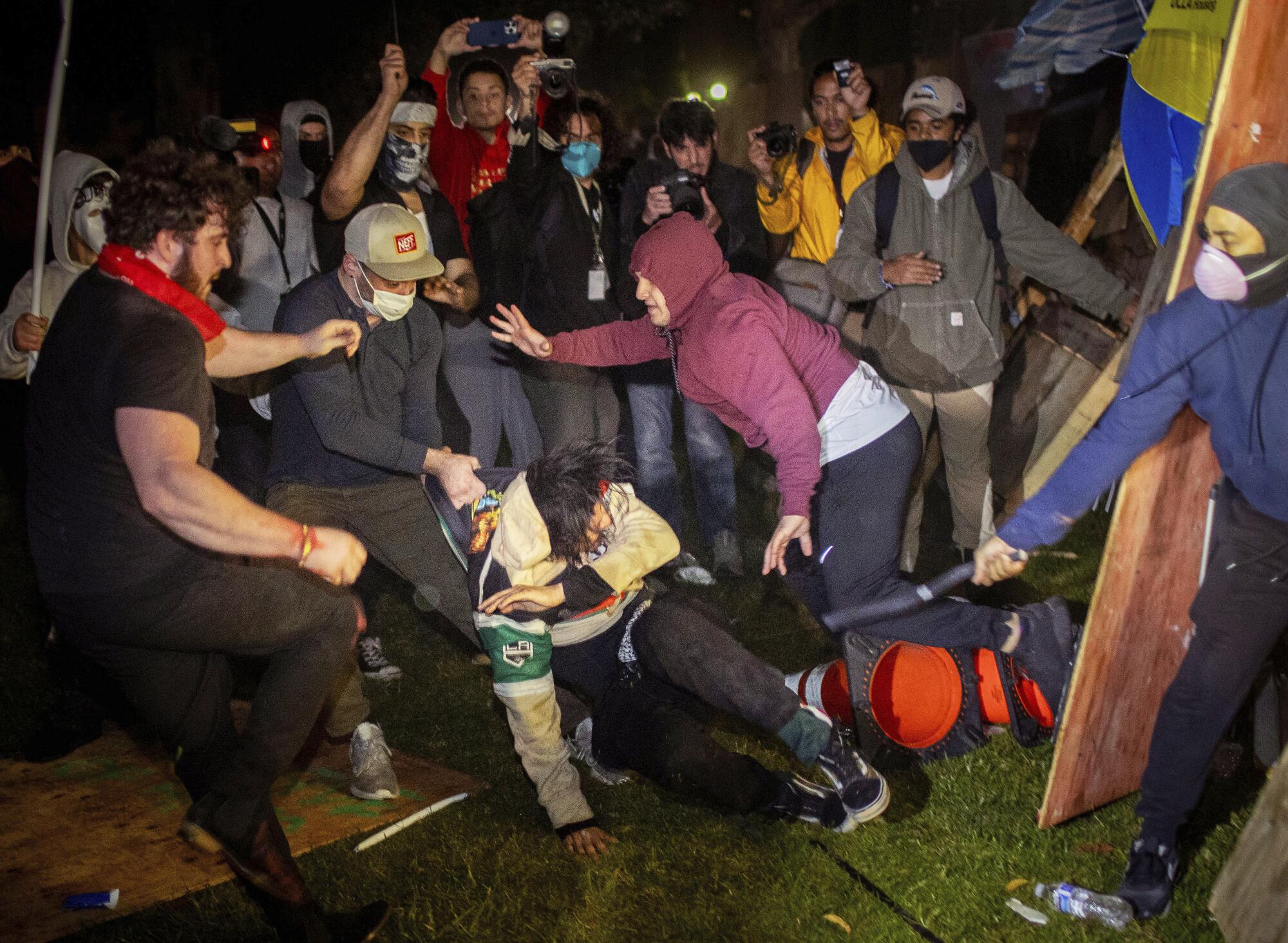 Demonstrators clash overnight at UCLA.