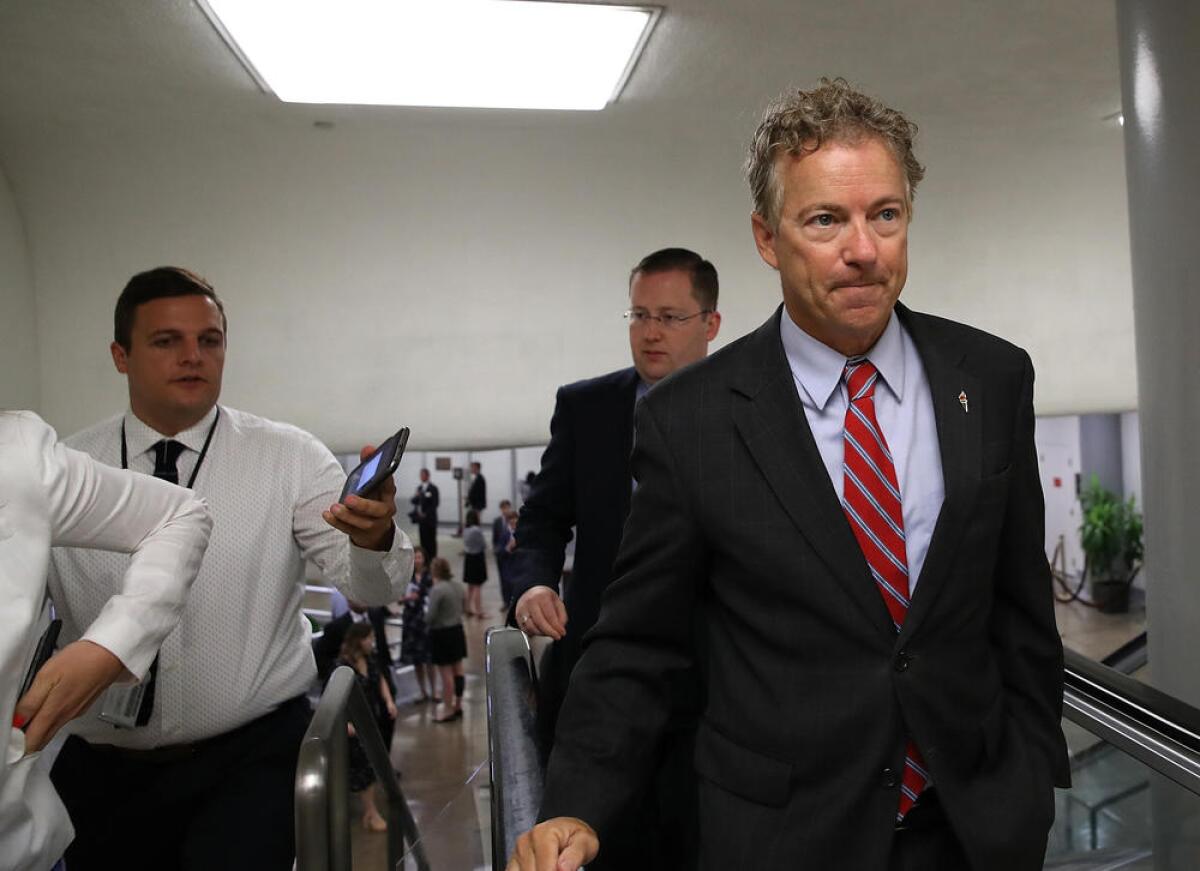 Sen. Rand Paul (R-Ky.), right, saw his plan for a full repeal of Obamacare fail to win enough votes Wednesday.