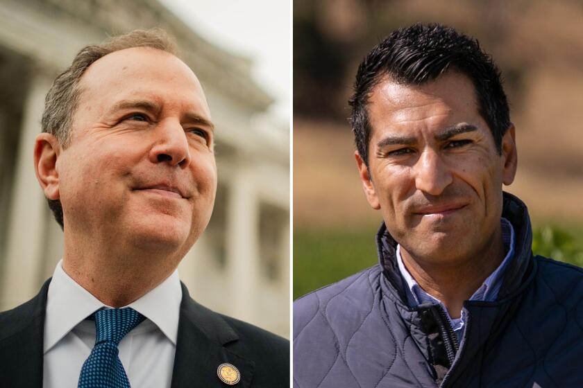 Left; Rep. Adam Schiff at the U.S. Capitol on June 21, 2023. Right; Speaker Robert Rivas in Paicines on June 23, 2023.