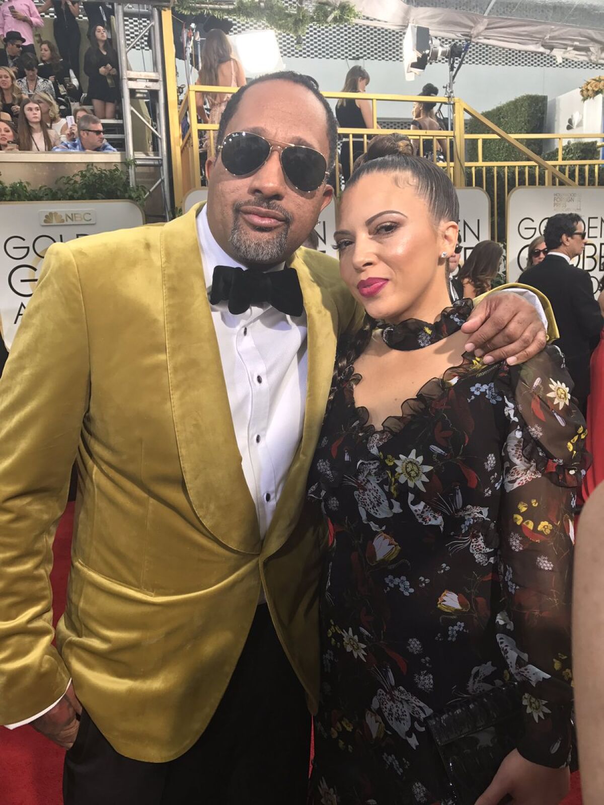 Kenya Barris with wife Dr. Rainbow Edwards-Barris on the Golden Globes red carpet.
