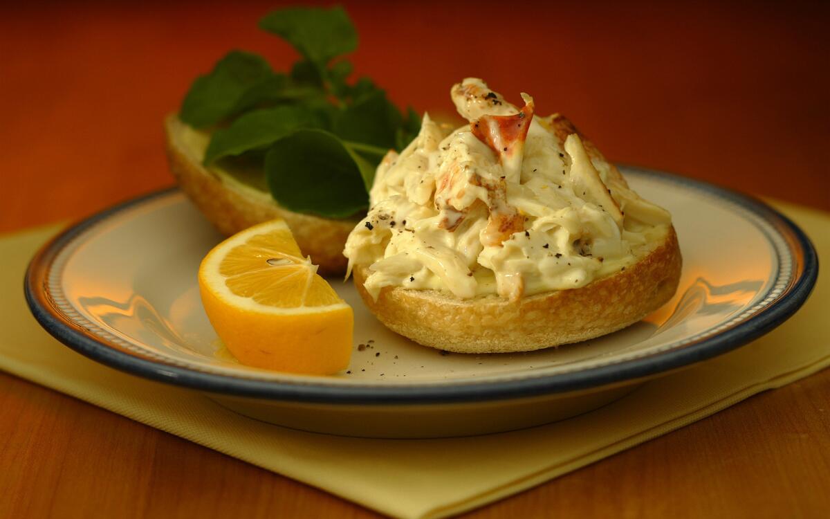 Dungeness crab salad sandwich with Meyer lemon
