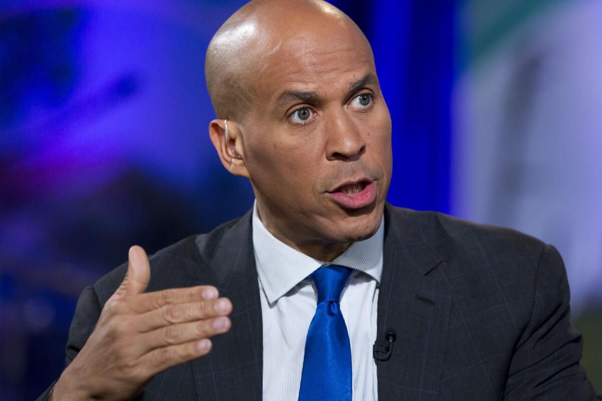 Democratic presidential candidate Sen. Cory Booker, D-N.J., speaks during the Climate Forum at Georgetown University on Sept. 20 in Washington.