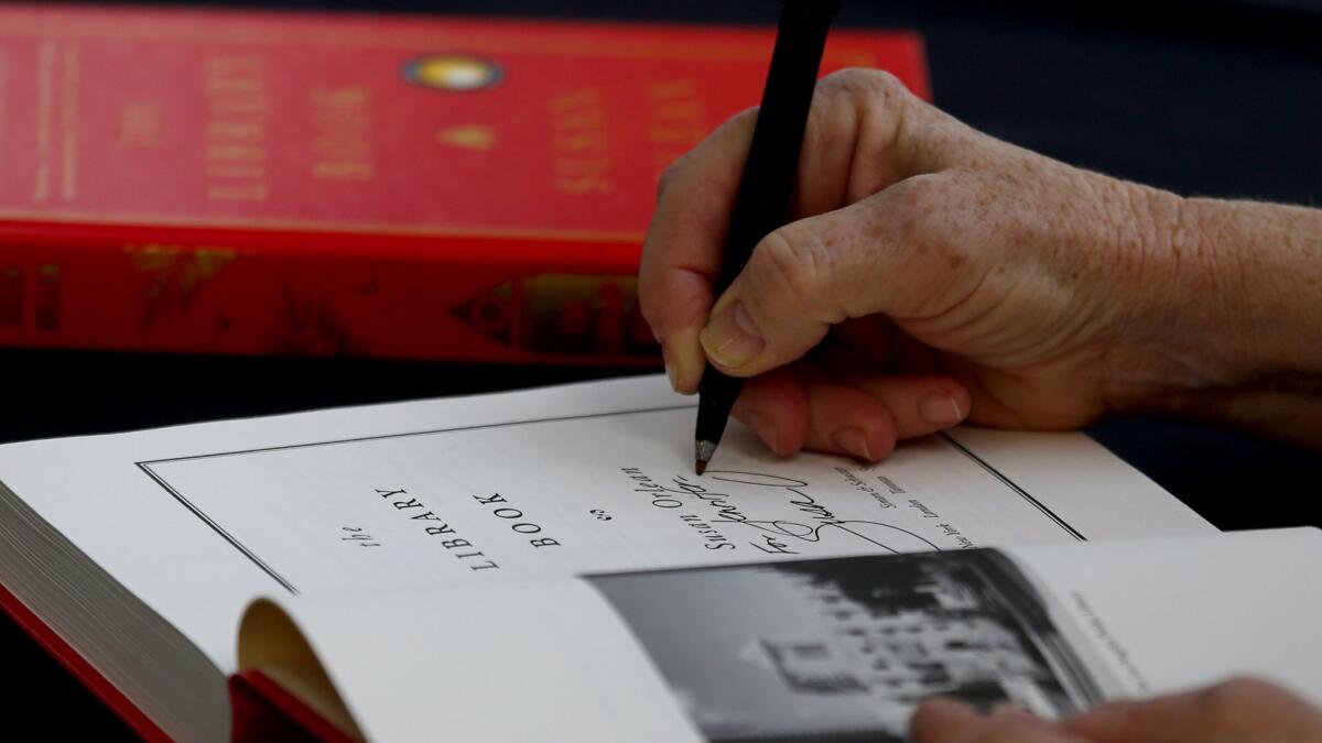 Susan Orlean signs copies of her latest work, "The Library Book," about the unsolved 1986 L.A. Central Library fire.