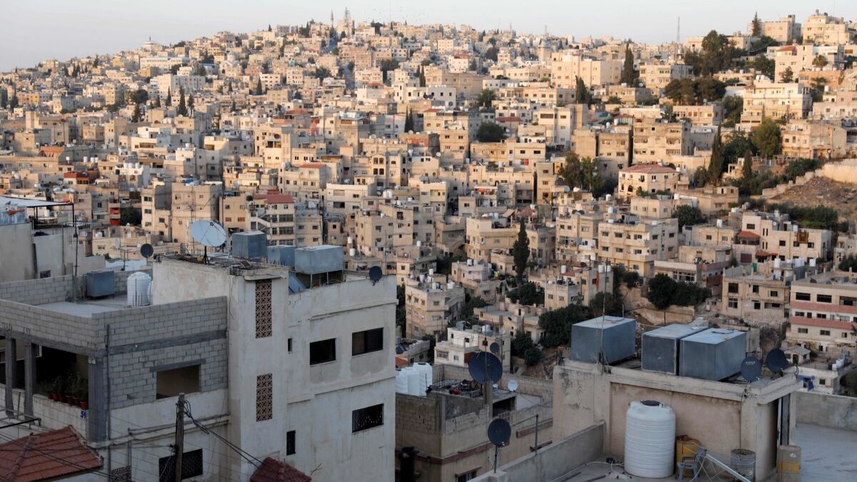 This picture shows a general view of east Amman and the Lifta neighborhood on June 8, 2018.