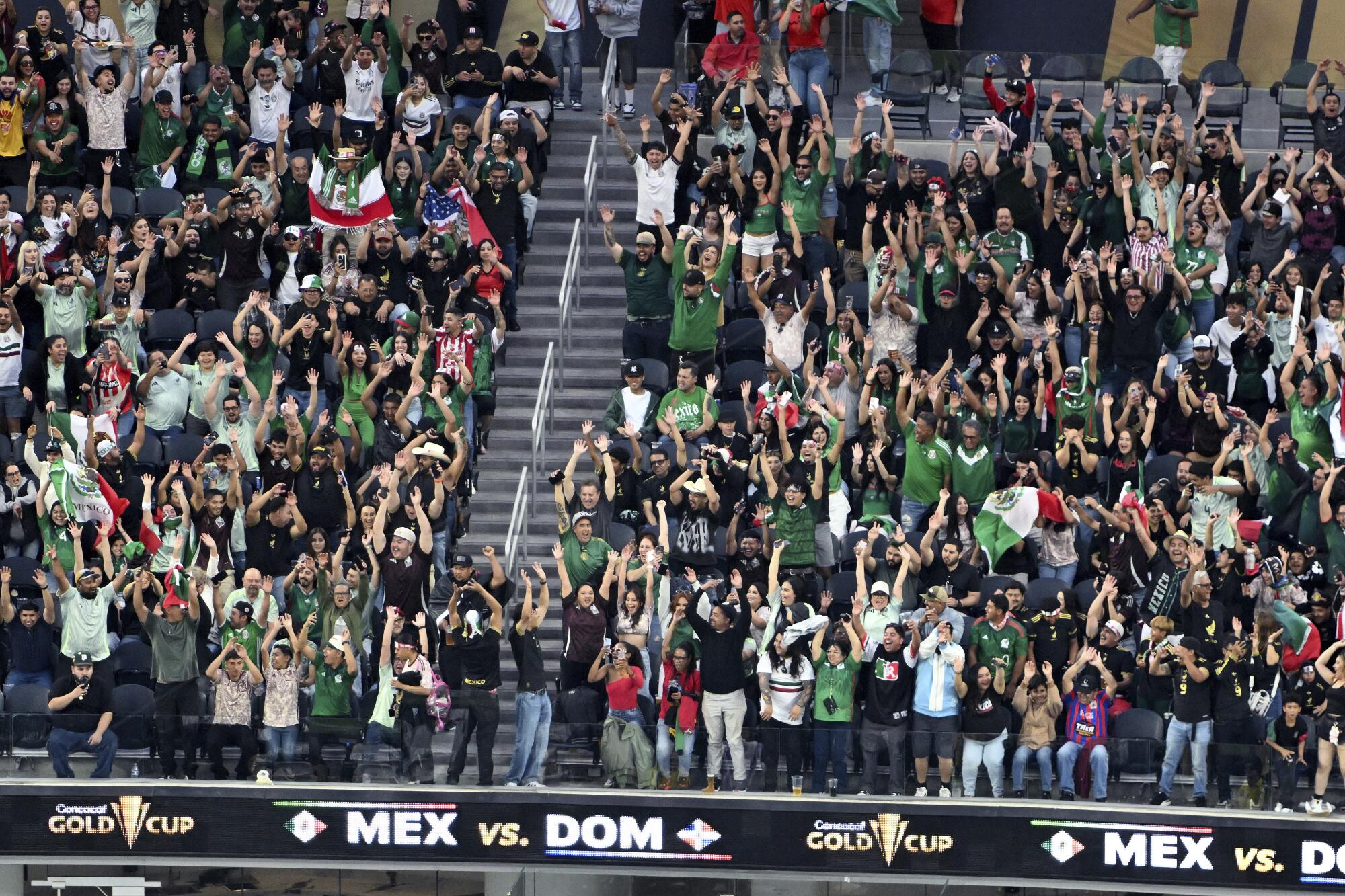 Fans do the wave at SoFi Stadium during a CONCACAF Gold Cup