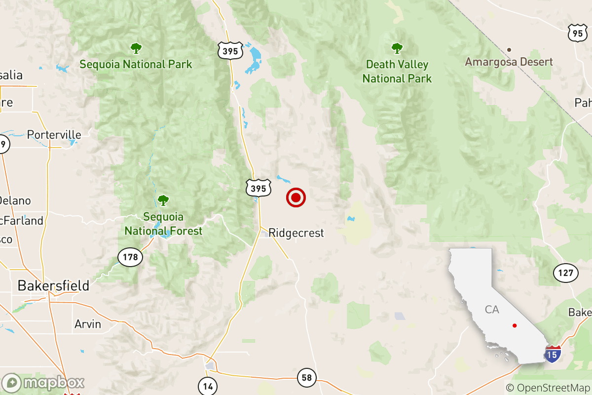 A magnitude 3.1 earthquake was reported near Ridgecrest, Calif., at 10:57 a.m. Tuesday, according to the USGS.