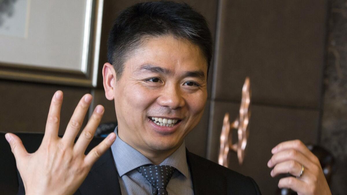 JC.com founder Liu Qiangdong, shown in 2015 in Beijing, has returned to China after his weekend arrest over sexual misconduct allegations in Minnesota,