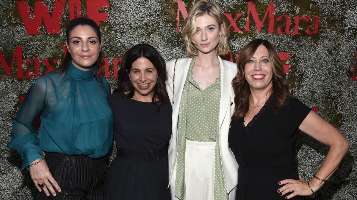 Max Mara's Maria Giulia Maramotti, from left, Women in Film L.A. board president Amy Baer, Face of the Future honoree Elizabeth Debicki and Women in Film executive director Kirsten Schaffer at the Chateau Marmont on Tuesday.