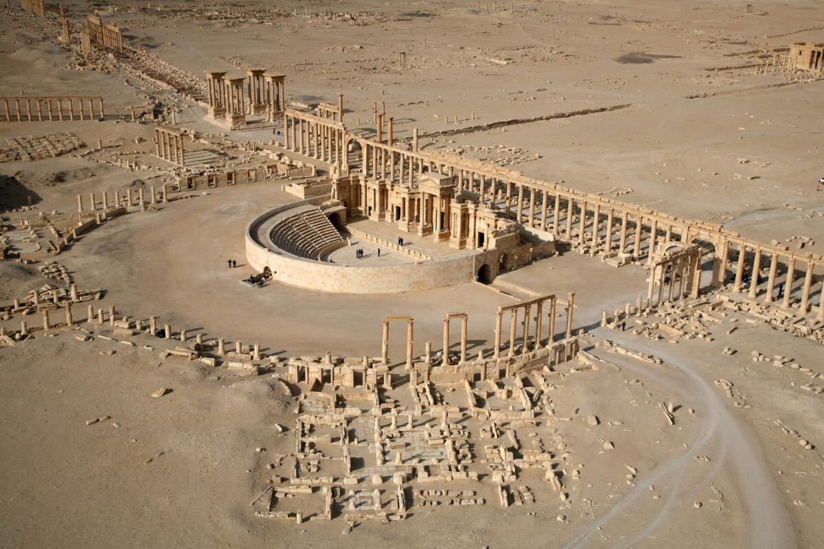 (FILES) - A file picture taken on January 13, 2009 shows a part of the ancient city of Palmyra. Islamic State group jihadists on August 23, 2015 blew up the ancient temple of Baal Shamin in the UNESCO-listed Syrian city of Palmyra, the country's antiquities chief told AFP. AFP PHOTO/CHRISTOPHE CHARONCHRISTOPHE CHARON/AFP/Getty Images ** OUTS - ELSENT, FPG - OUTS * NM, PH, VA if sourced by CT, LA or MoD **
