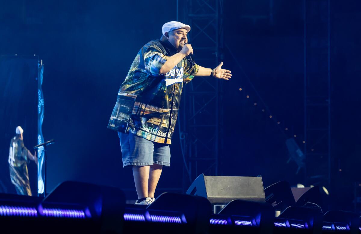 Fluffy takes the stage at SoFi Stadium in Inglewood.