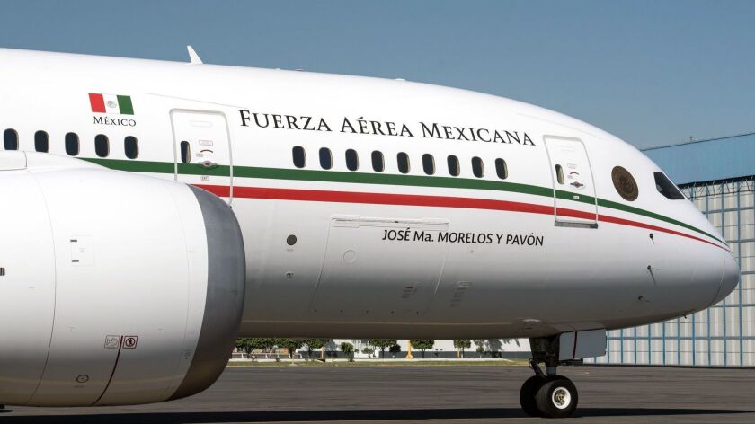 Mexico's presidential airplane, a Boeing 787-8 named Jose Maria Morelos y Pavón after an independence leader, taxis at Mexico City's Benito Juarez International Airport for the last time on Monday.