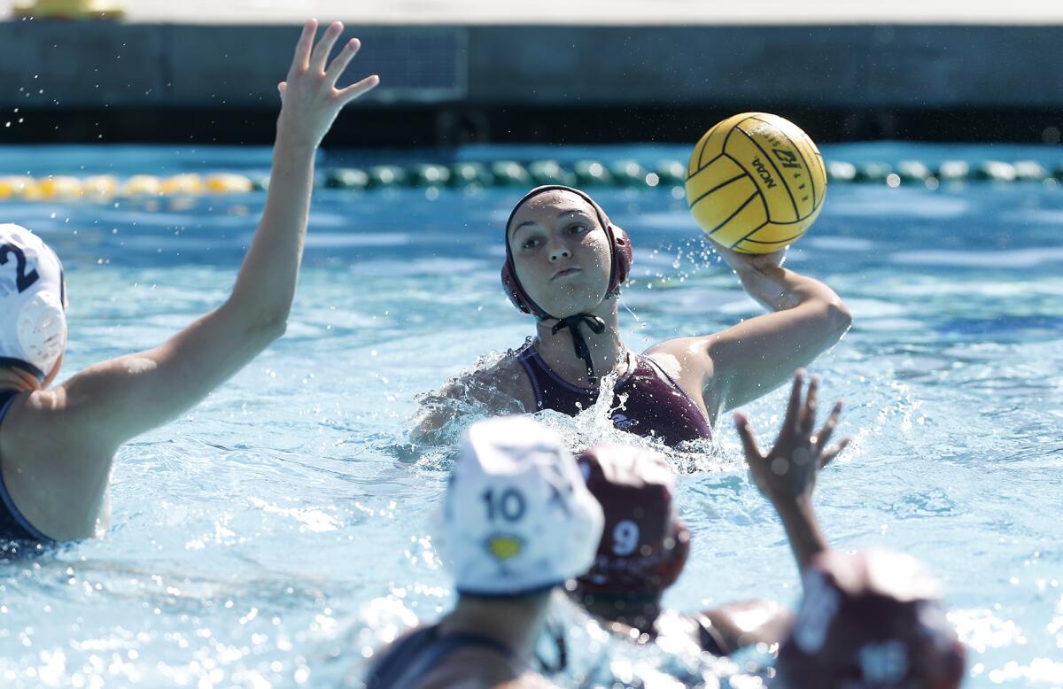 Laguna Beach's Emma Lineback competes against Newport Harbor during the CIF Southern California Regional Division I semifinals on Saturday at Segerstrom High in Santa Ana.