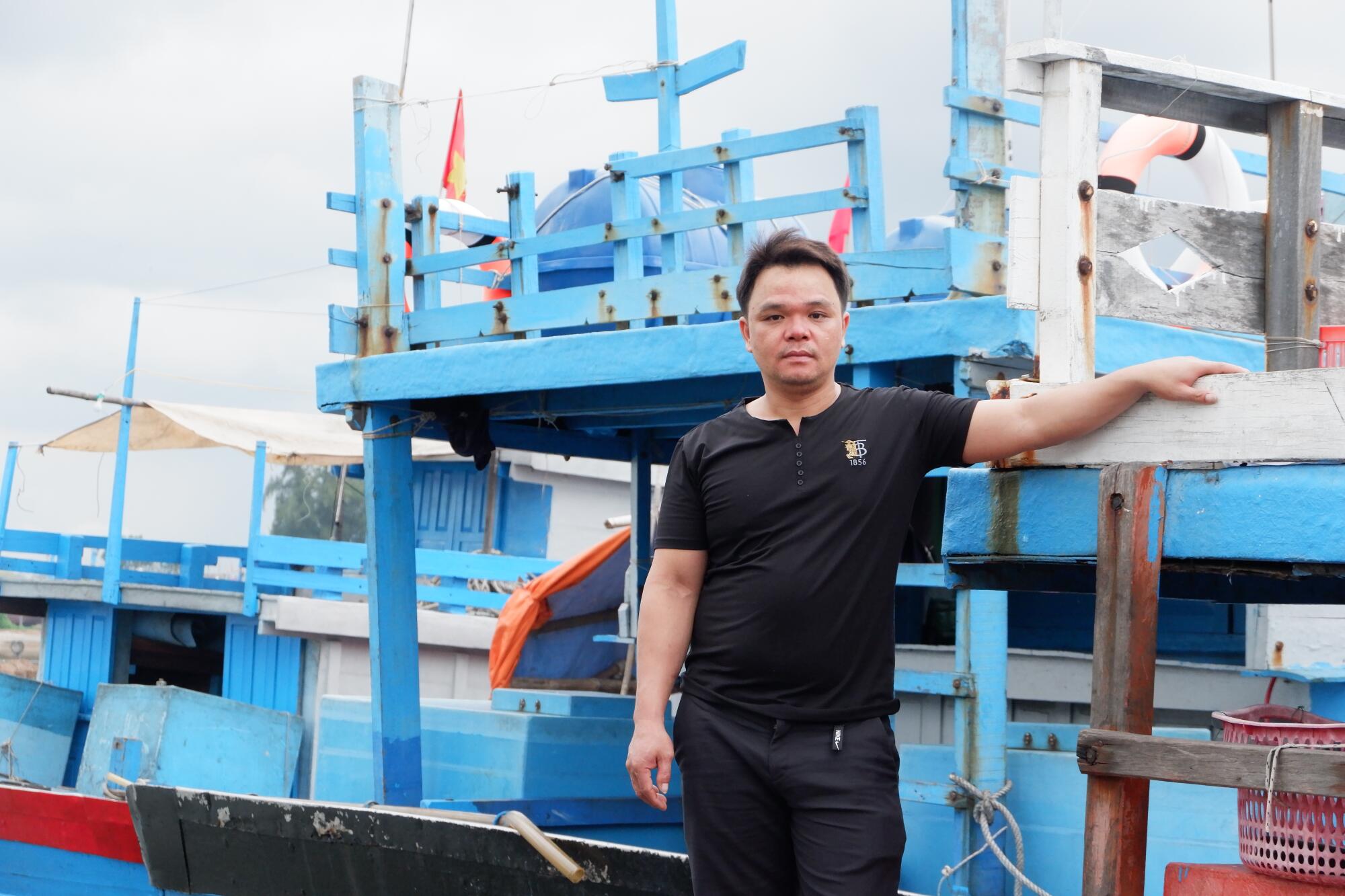 Vietnamese fisherman Tran Hong Tho in the harbor at Quang Ngai, Vietnam.