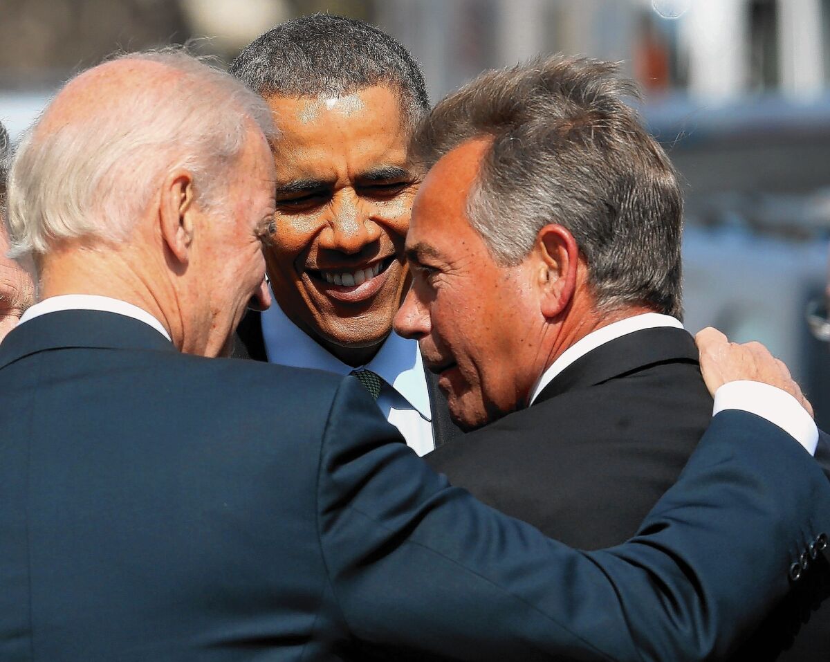 Gay rights advocates want President Obama to sign an executive order banning federal contractors from discrimination against gays. A broader anti-discrimination bill passed the Senate last year, but Speaker John A. Boehner, right, says he will not bring it to a House vote.