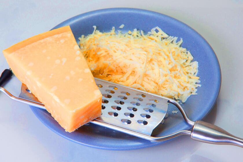 Cook’s Tip: When shredding hard and semi-soft cheeses, coat the grater with a non-stick olive oil spray for faster clean-up and less wastage.
