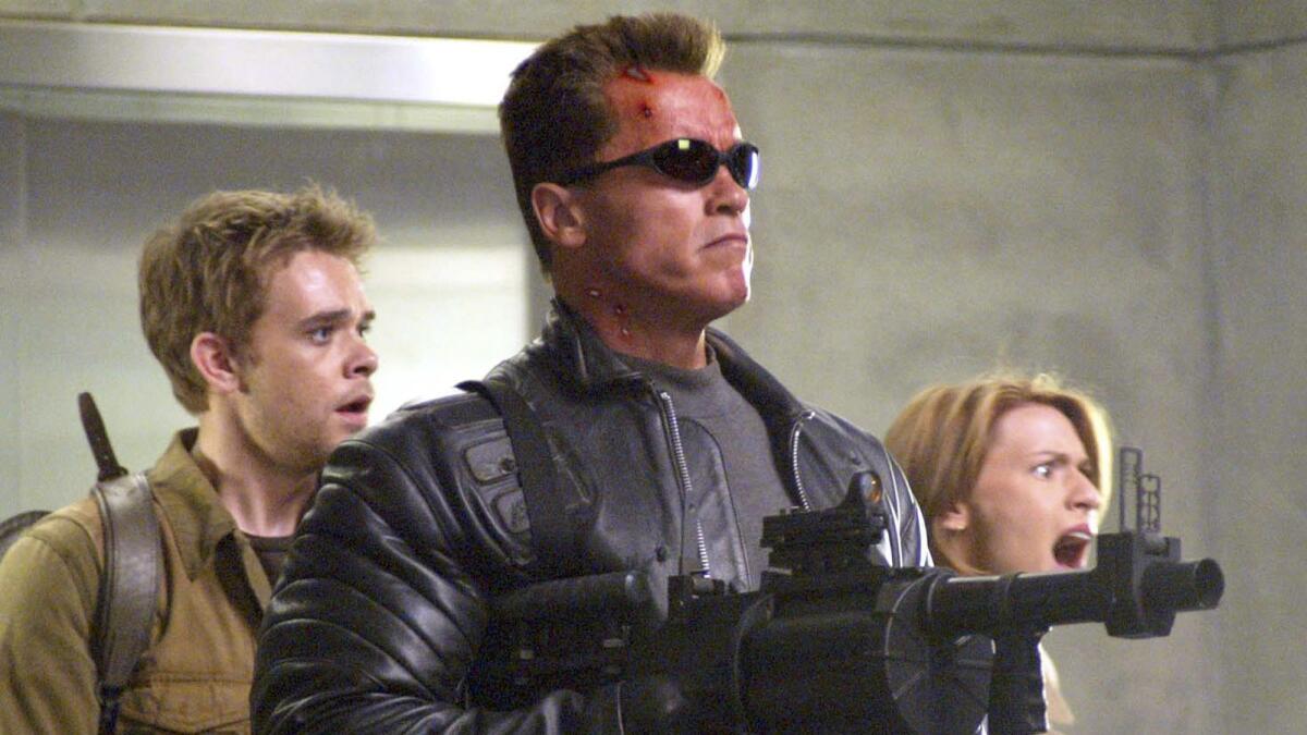 Nick Stahl, left, Arnold Schwarzenegger and Claire Danes in "Terminator 3: Rise of the Machines."