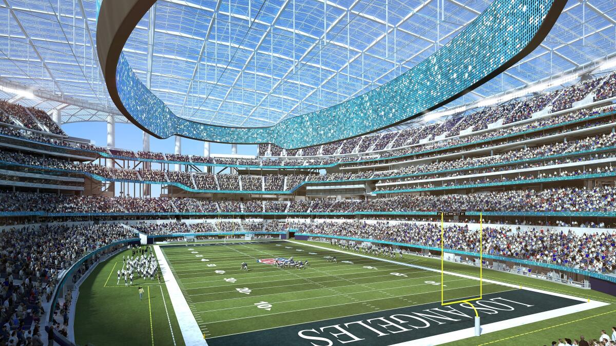 Rendering of what completed SoFi Stadium will look like. 
