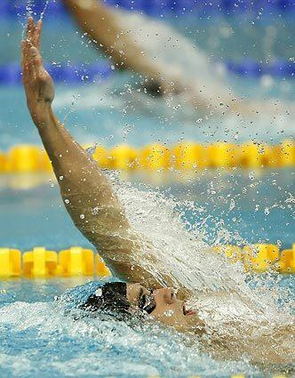 Phelps swims backstroke section