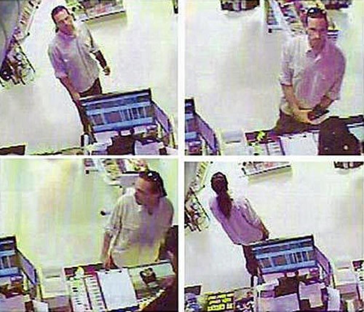 These undated images made from a surveillance video provided by the Longmont Colorado Police Department show a man claiming to be a police detective trying to get an adult novelty shop to give him free X-rated videos, saying he wanted to see if the performers were legally old enough according to police reports. Police are looking for him.