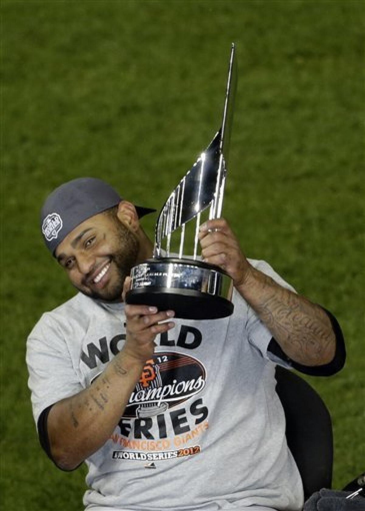 Cardinals: Giant World Series trophy in downtown St. Louis