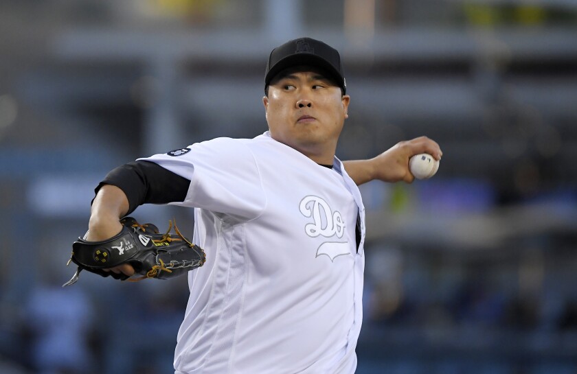 Dodgers starter Hyun-Jin Ryu delivers during Friday's loss to the New York Yankees.
