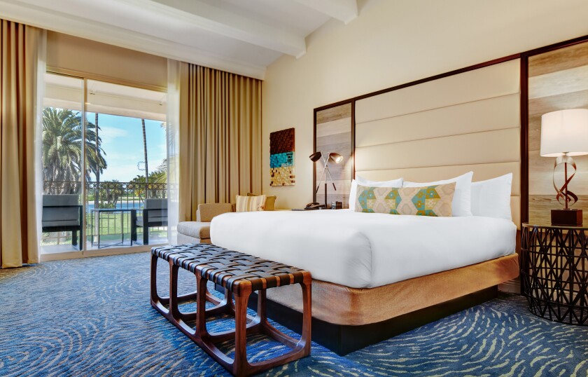 renovated guestroom at Mission Bay Resort.