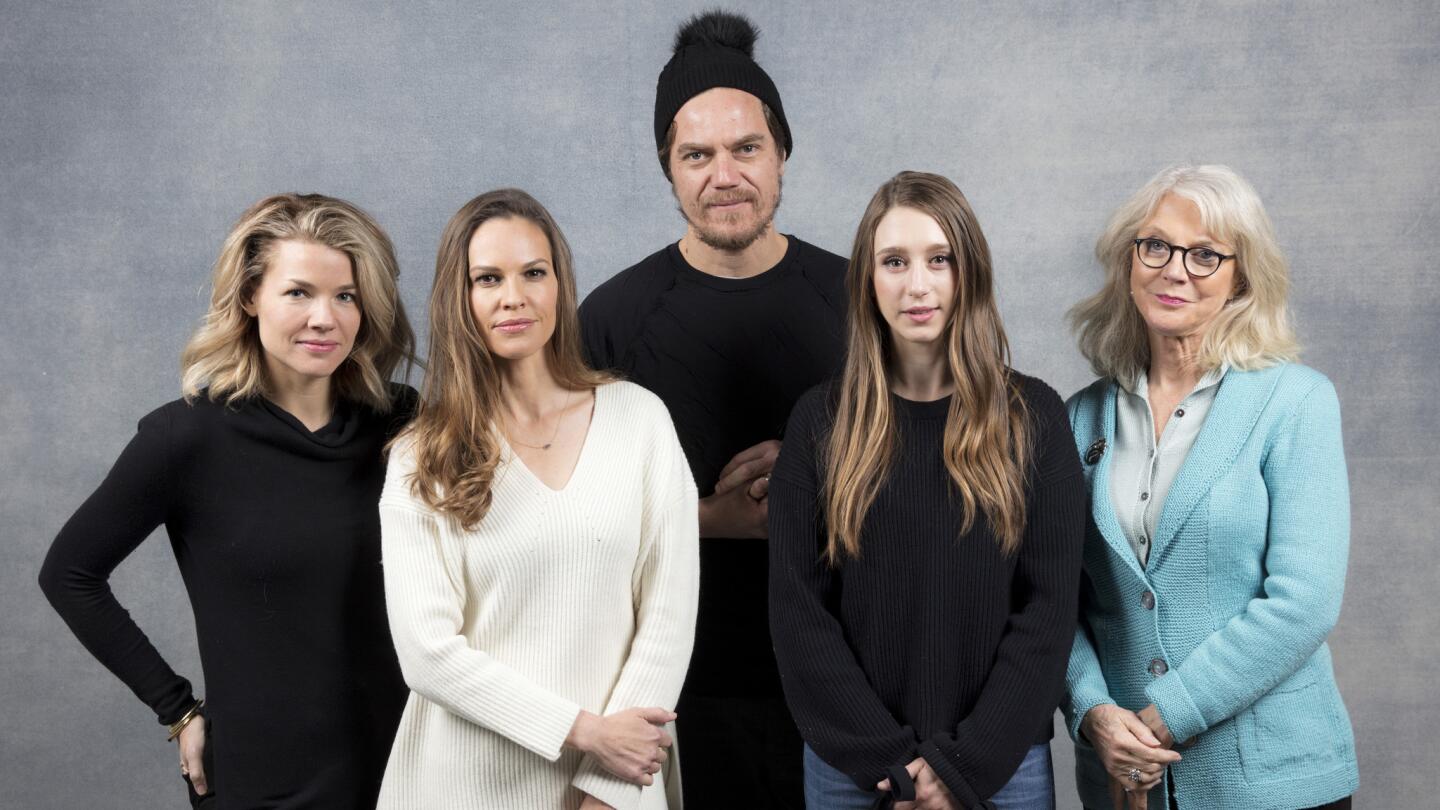 Writer/director Elizabeth Chomko, actress Hilary Swank, actor Michael Shannon, actress Taissa Farmiga, actress Blythe Danner, from the film, â€œWhat They Had,â€ photographed in the L.A. Times Studio at Chase Sapphire on Main, during the Sundance Film Festival in Park City, Utah, Jan. 21, 2018.