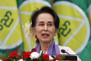 FILE - Myanmar's then leader Aung San Suu Kyi delivers a speech in Naypyitaw, Myanmar, on Jan. 28, 2020. Myanmar’s military-led government has reduced the prison sentences of ousted leader Aung San Suu Kyi in a clemency connected to a religious ceremony, state media said Tuesday, Aug. 1, 2023. (AP Photo, File)