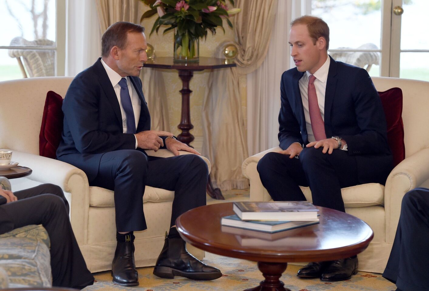 Prince William meets with Australian Prime Minister Tony Abbott at Admiralty House in Sydney on Thursday, April 17, 2014.