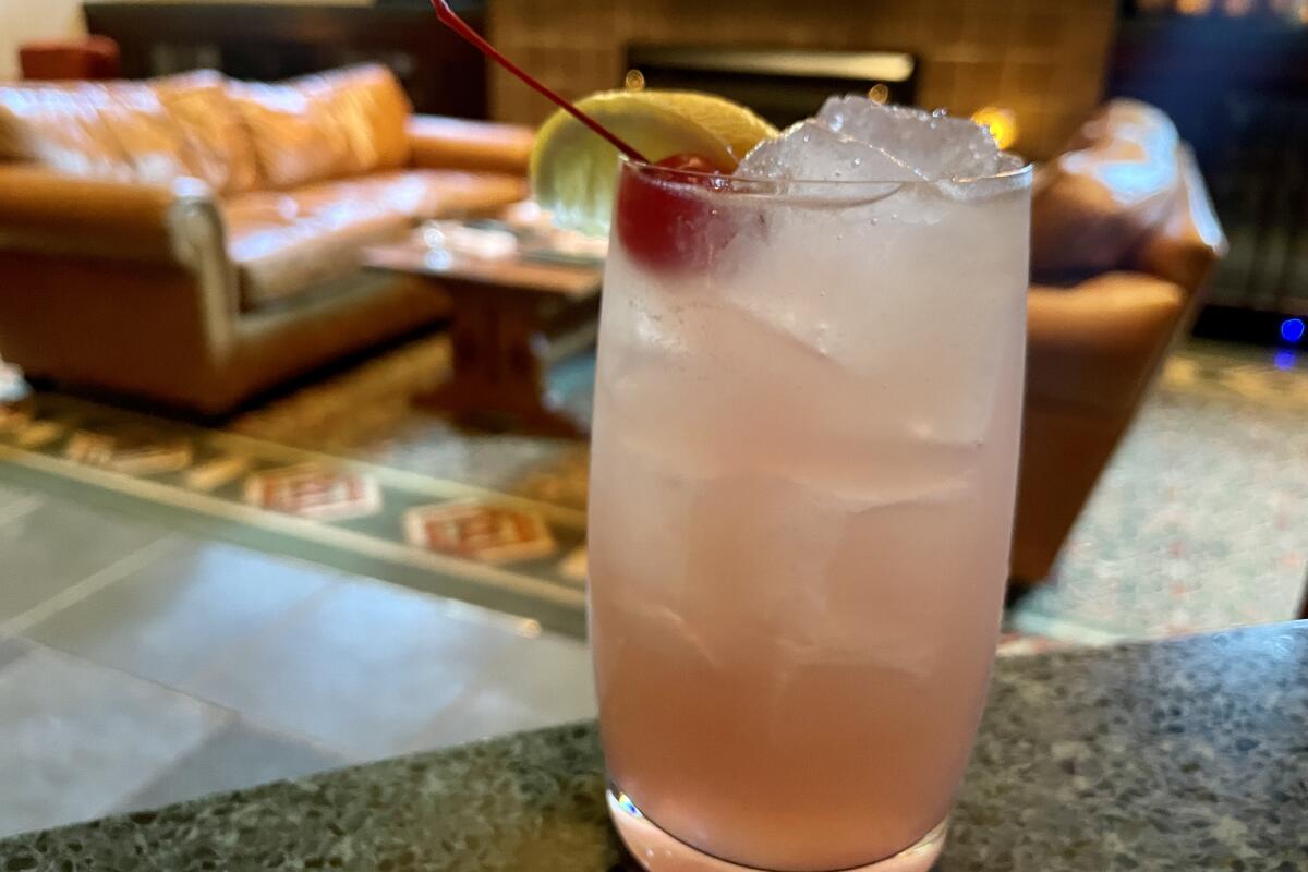 A cocktail from the Hearthstone lounge inside Disney's Grand California Hotel & Spa.