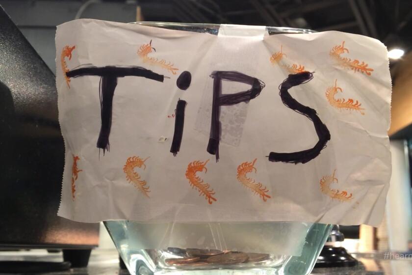 Tip jars are everywhere. She's had enough of gratuity guilt