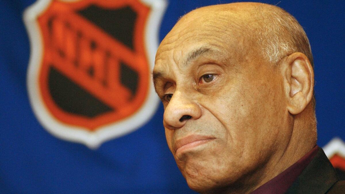 Willie O'Ree, the NHL's first black player, is pictured here in March 2003. O'Ree was selected to the Hockey Hall of Fame on Tuesday.