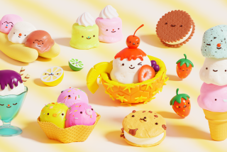 3D illustration of various ice cream treats