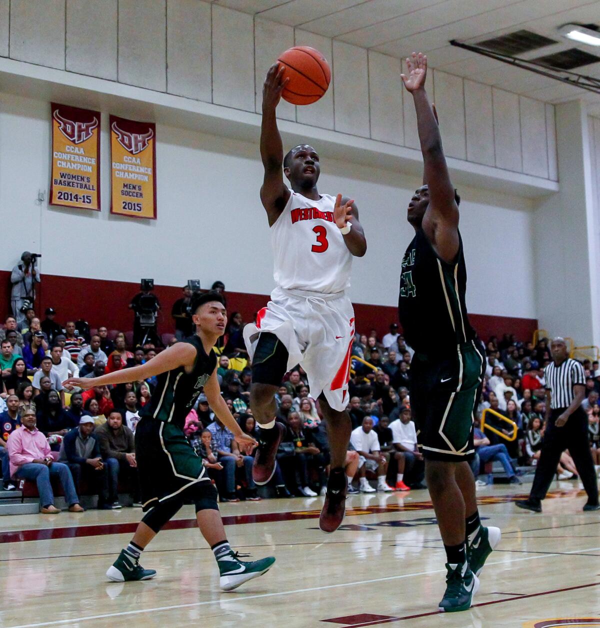 Westchester's Terrell Waiters makes a layup against Narbonne during the City Section Open Division boys basketball final on March 5.