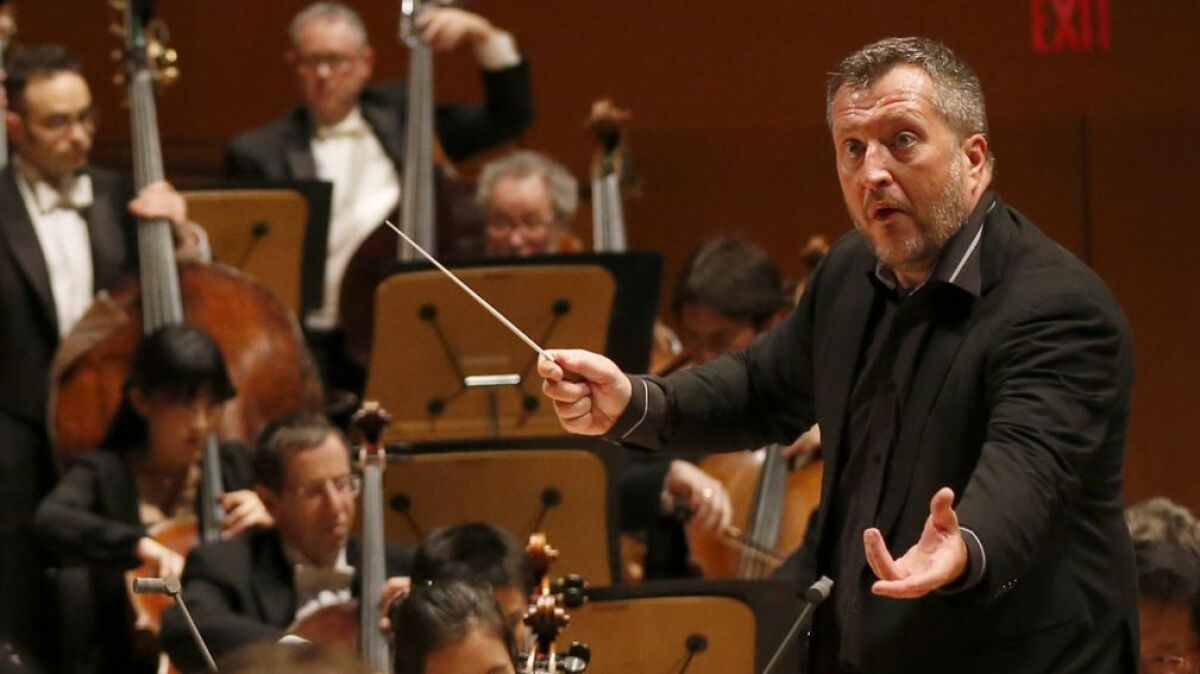 Thomas Adès conducts the L.A. Philharmonic in "Dances of Death" at Walt Disney Concert Hall in 2017.