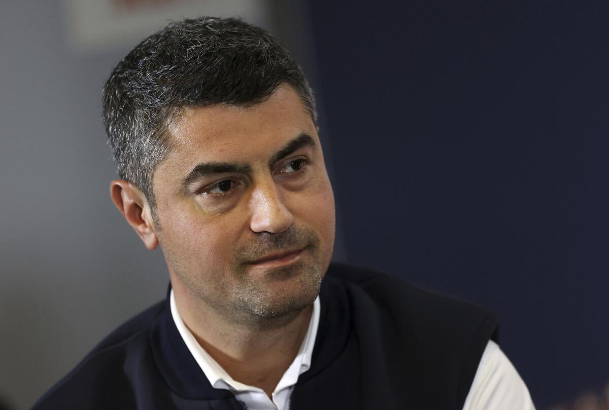 FILE - File photo of FIA's Michael Masi. Masi has left his role at motorsport’s governing body five months after being replaced as Formula One race director. Masi is relocating to Australia “to be closer to his family and take on new challenges,” the FIA said. The 44-year-old Masi had been race director for three years but was replaced following the controversy surrounding the title-deciding Abu Dhabi Grand Prix last December, when Red Bull driver Max Verstappen won his first world title after overtaking Mercedes star Lewis Hamilton on the last lap. (David Davies/PA via AP)