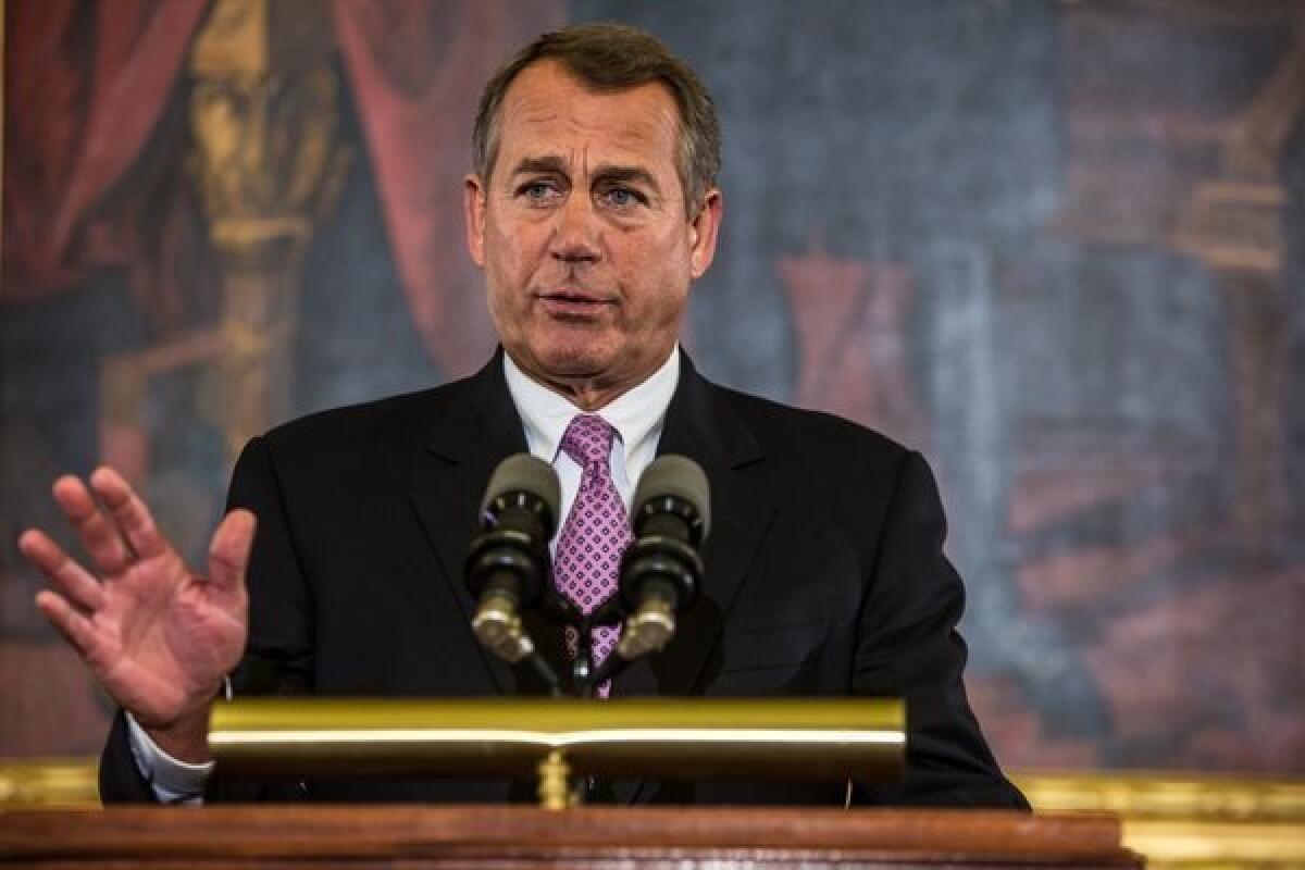 House Speaker John A. Boehner (R-Ohio) speaks Wednesday on Capitol Hill.