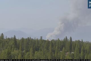 Smoke hangs in the air over the North Fork fire as seen from a PG&E camera in Meadow Lakes September 7, 2022.