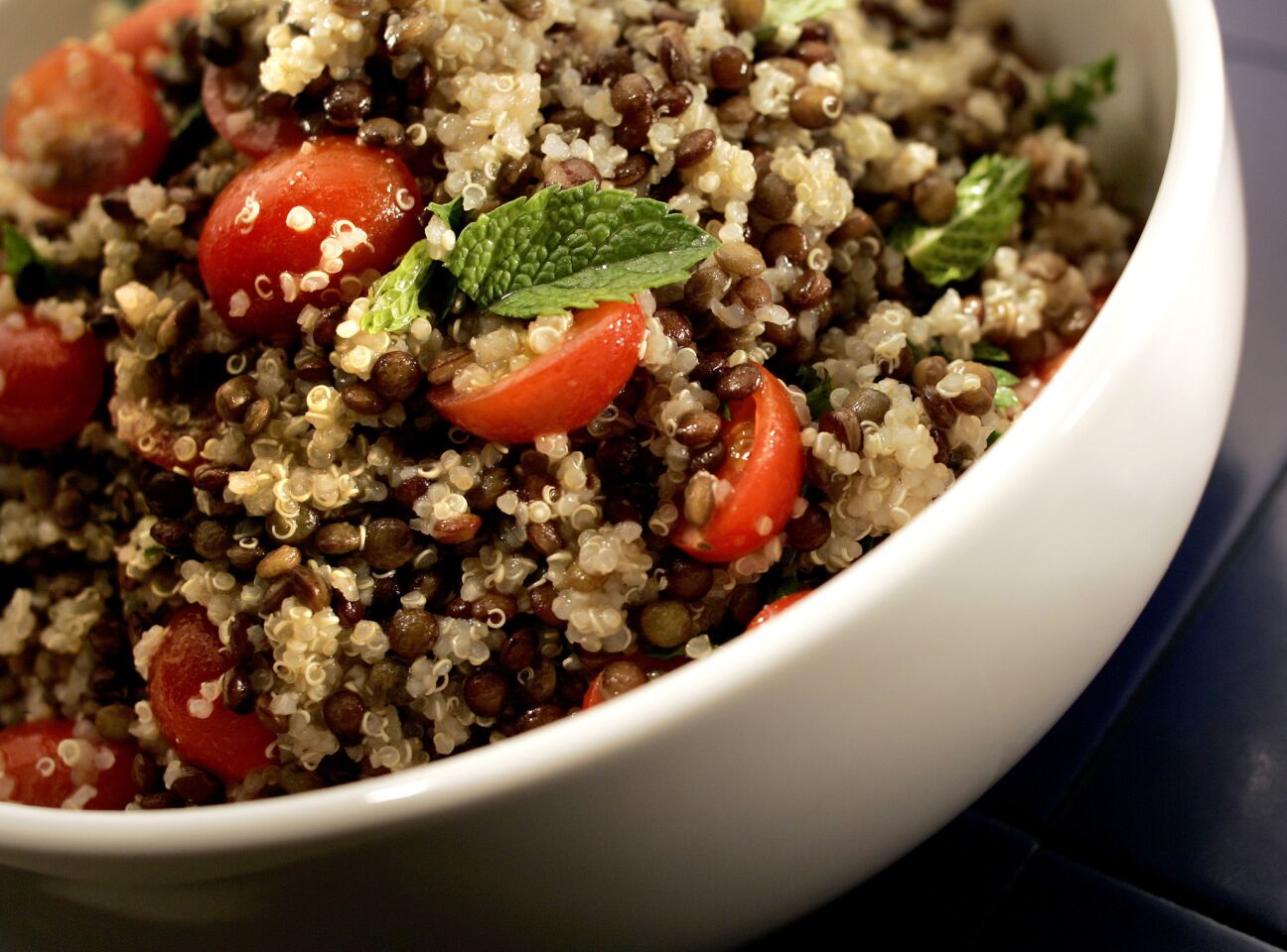 Quinoa lentil salad with tomatoes