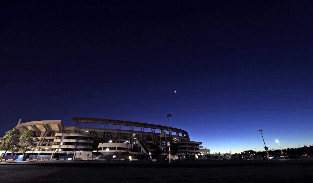 Qualcomm Stadium, the home field of the San Diego Chargers, stands Tuesday on Jan. 12.