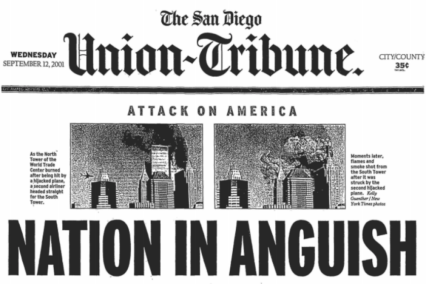 Union-Tribune cover Sept. 12, 2001