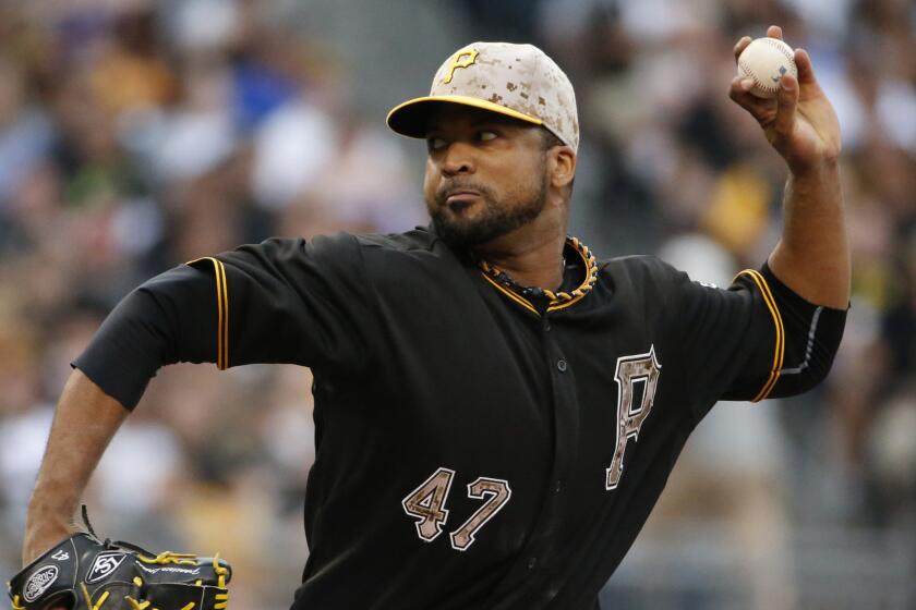 Pittsburgh Pirates pitcher Francisco Liriano delivers during a game against the Chicago Cubs on Tuesday. Liriano left the game early because of injury.