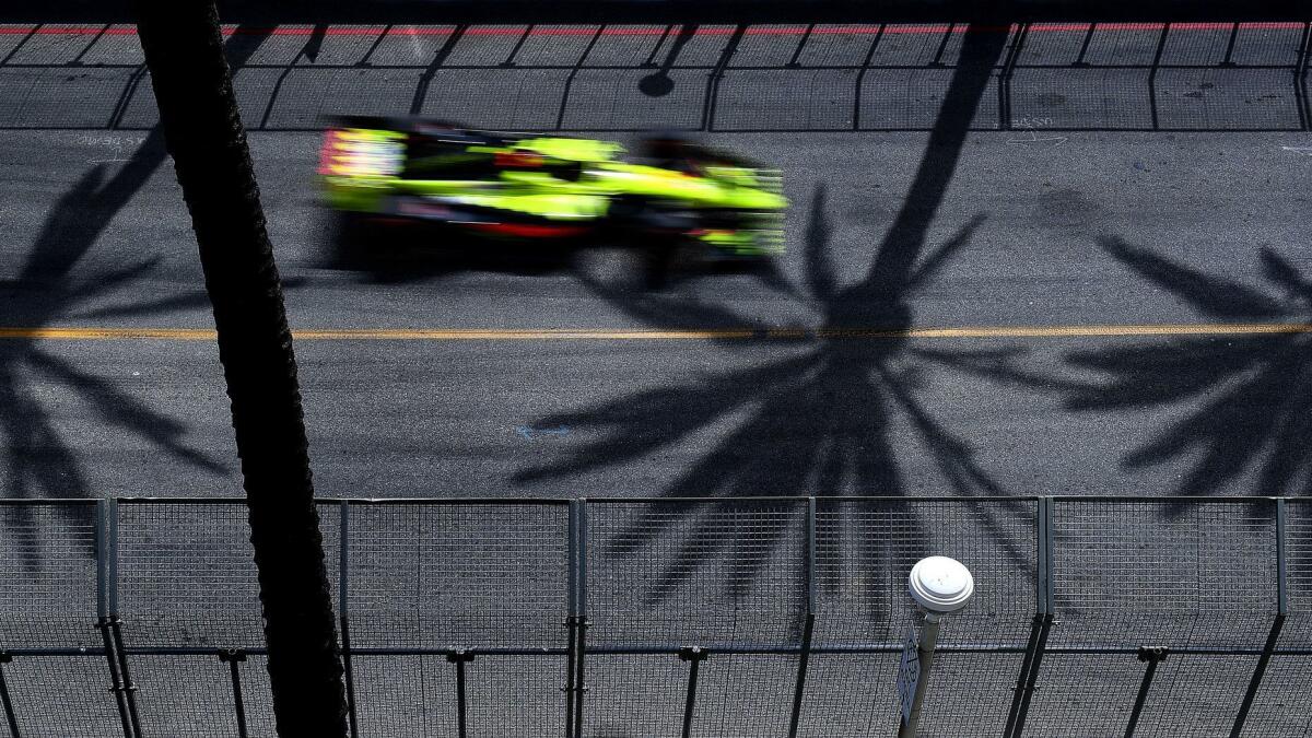 The race course at the 2018 Long Beach Grand Prix, which has been sponsored by Toyota. This year, Acura is the title sponsor.