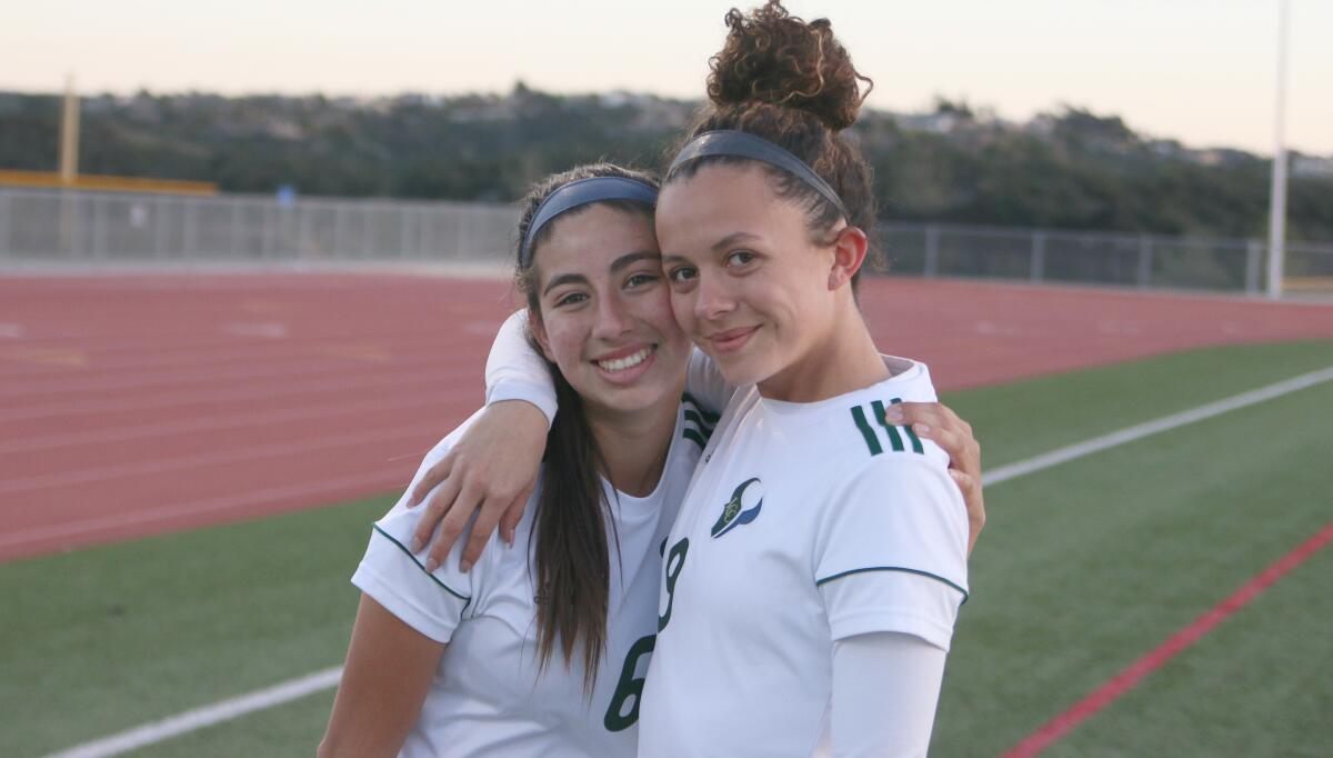 La Costa Canyon senior co-captains Lorena Villa (left) and Lizzy Teran.